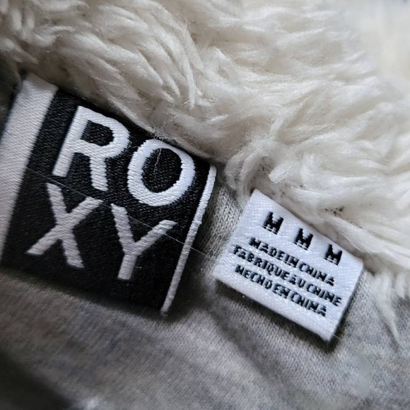 ROXY Pink Purple Striped Fleece Hoodie Size Medium - Picture 7 of 16